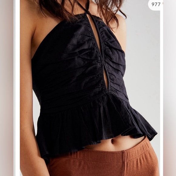 Free People Tops - Free People Dandelion Solid Halter Top Black